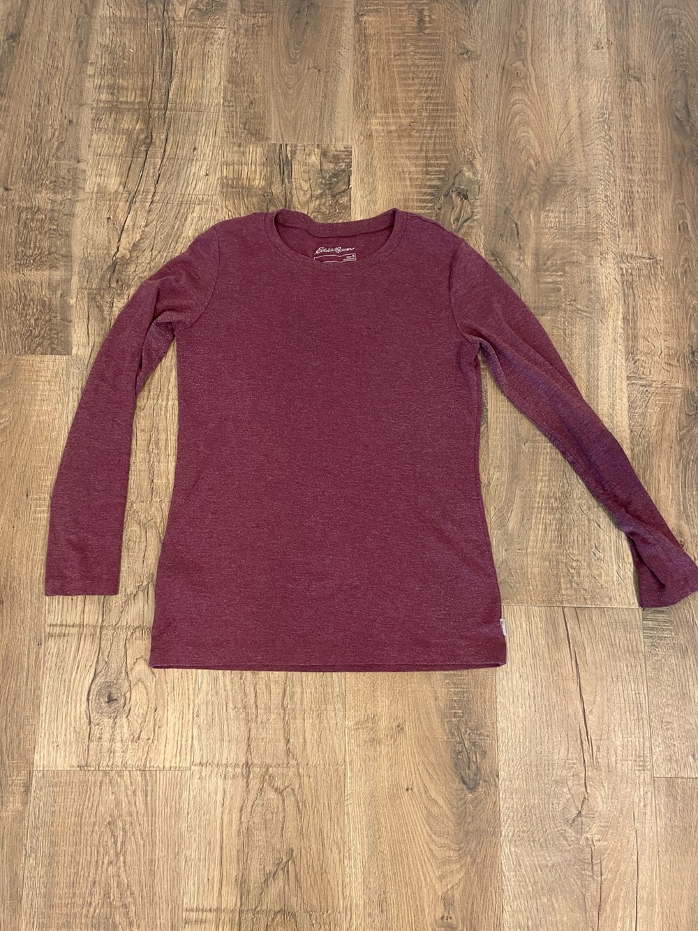 Eddie Bauer Burgundy Crewneck Long Sleeve Top T short Base Layer
